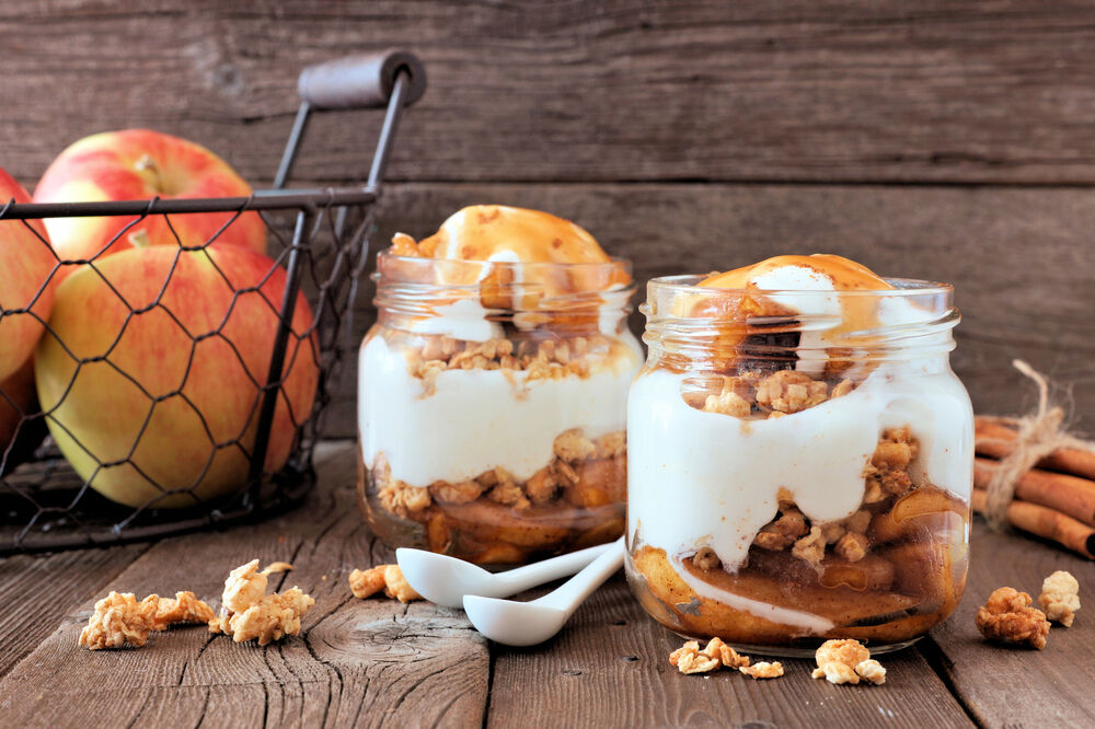 Apple and nut parfait