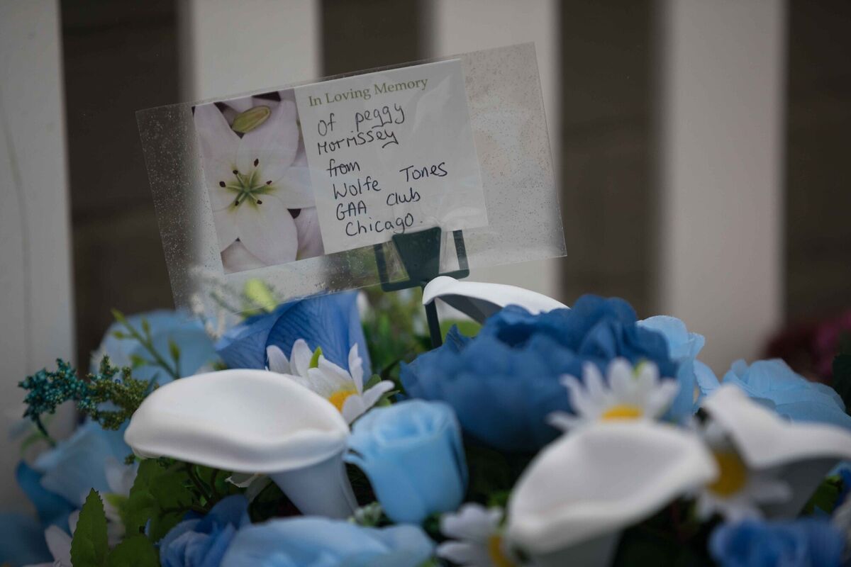  A wreath from Wolfe Tones GAA Chicago at he removal of Peggy Morrissey to St Mary's Church, Mullagh, Co Clare on Saturday afternoon. 