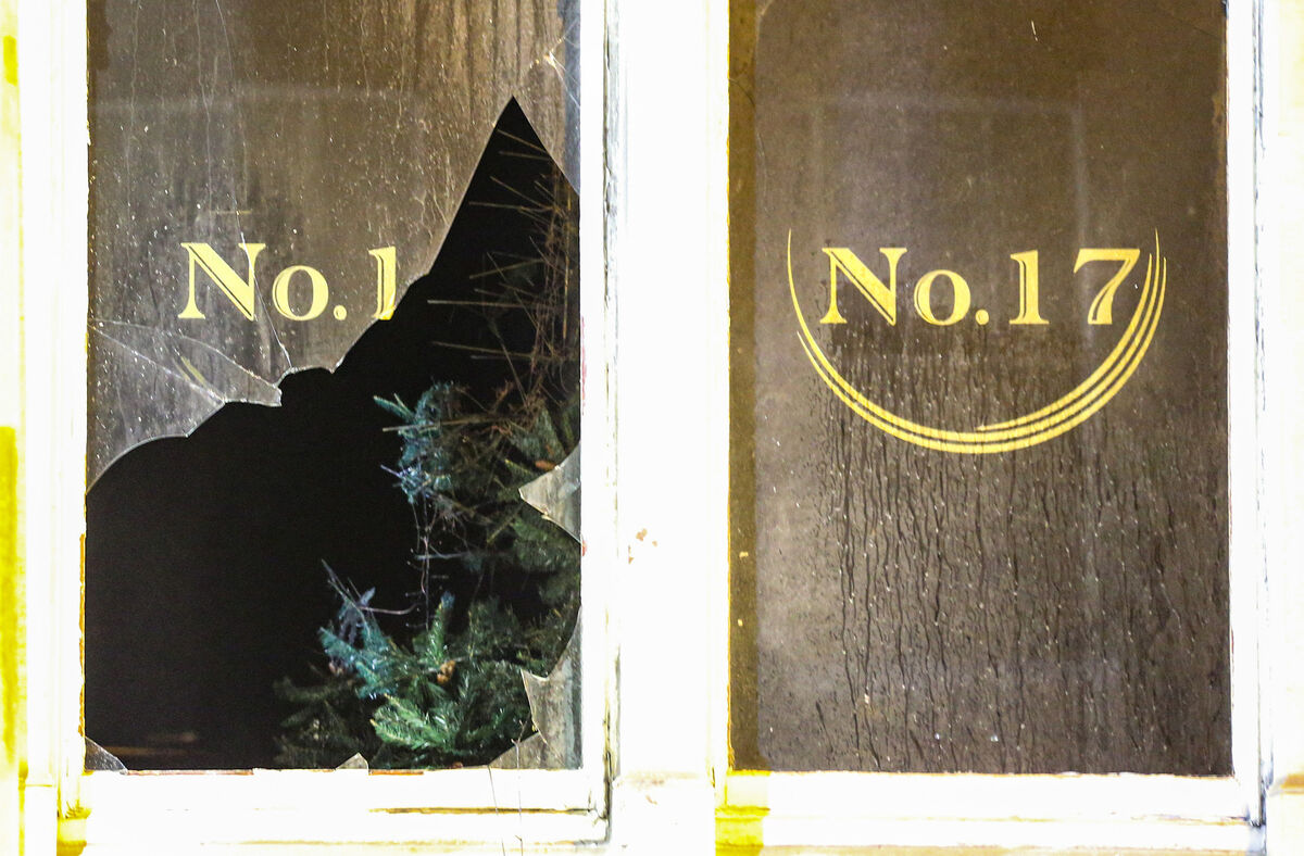 Garda investigate a sealed off scene following a fire at the Masons Lodge on Molesworth Street in Dublin City centre on New Year’s Eve. Photo: Damien Storan.