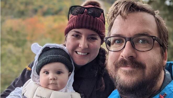 Gerald Flynn with wife Meggan and baby girl Clara.