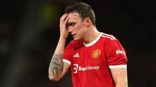 <p>Manchester United's Phil Jones reacts during the Premier League match at Old Trafford. Picture: Martin Rickett/PA</p>