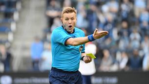 <p>Eight years ago, Alan Kelly relocated his wife and — at the time — two young children to the States for a new challenge after 14 years in the League of Ireland. In December, he called time on his career as an MLS referee. <span class="contextmenu emphasis CaptionCredit">Picture: Bill Barrett/ISI Photos/Getty Images</span>
            </p>