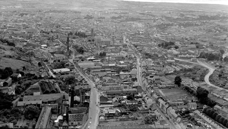 Aerial view  of Cork city in 1967 looking south over the industrial landscape of Blackpool. Picture: Irish Examiner archive 