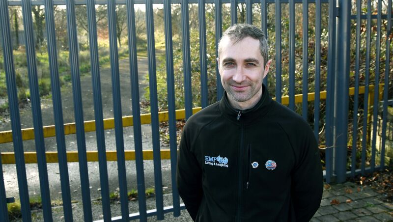 Eoin Murphy outside the entrance gate to the former Blarney Park Hotel; in December, An Bord Pleanála granted planning for the regeneration of the long-time derelict former hotel site. Picture: Denis Minihane