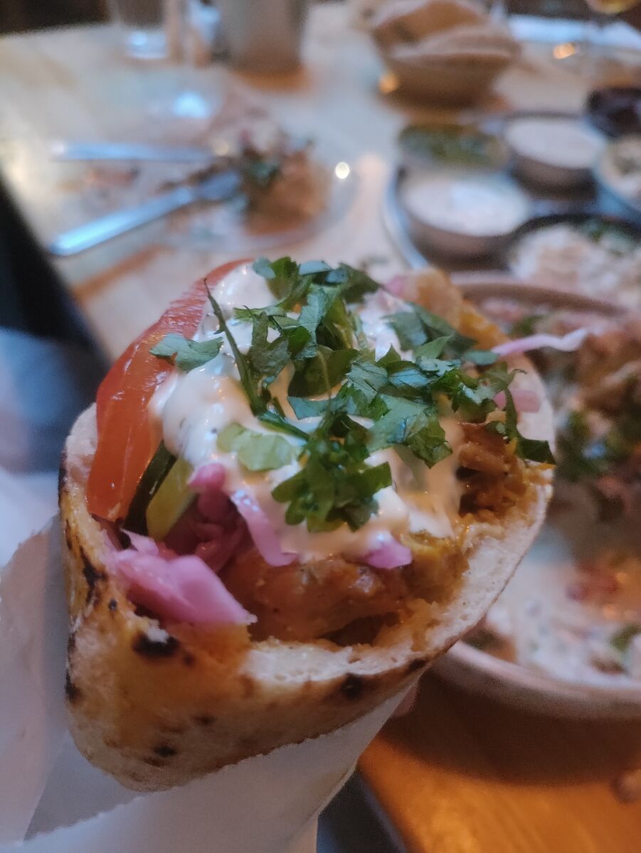 Chicken pitta at Shouk Chicken pitta at Shouk