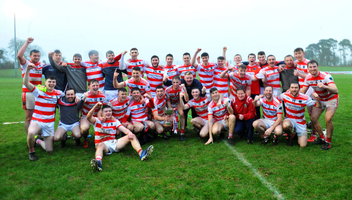 Celebrations after the cup presentation to Ballygiblin after they defeated Skeheenarinky. Picture: Larry Cummins.