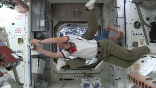 Astronauts playing space soccer is the best football you'll see all day