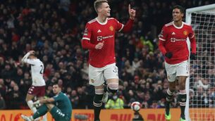 <p>Scott McTominay celebrates scoring Manchester United's goal during the Emirates FA Cup third round match against Aston Villa at Old Trafford. Picture: Matthew Peters/Manchester United via Getty Images</p>