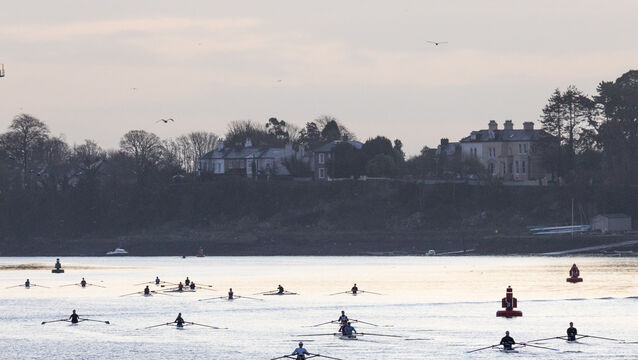 <p>Rowers on the River Lee, Cork. 'I put my work away as I walked along the riverbank, letting my mind drift, breathing in the cold air and feeling myself attune to my surroundings.' Picture: David Creedon/Anzenberger</p>