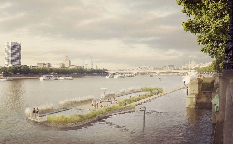 Artist's impression of what a lido could look like on the Thames (Thames Baths)