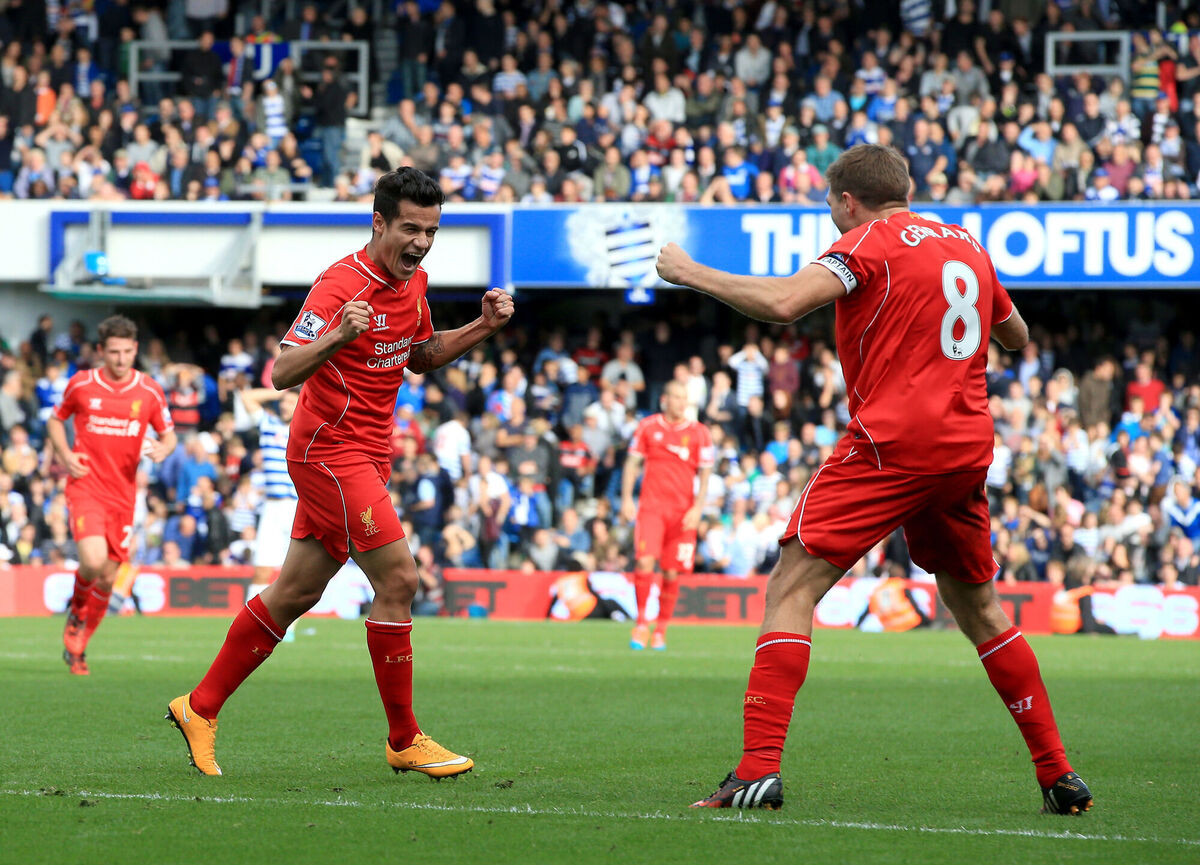 Philippe Coutinho (left) and Steven Gerrard both in action for Liverpool in 2014. Picture: Nick Potts