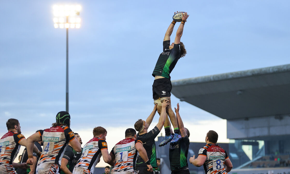 NEW HEIGHTS: Connacht's Cian Prendergast wins a lineout