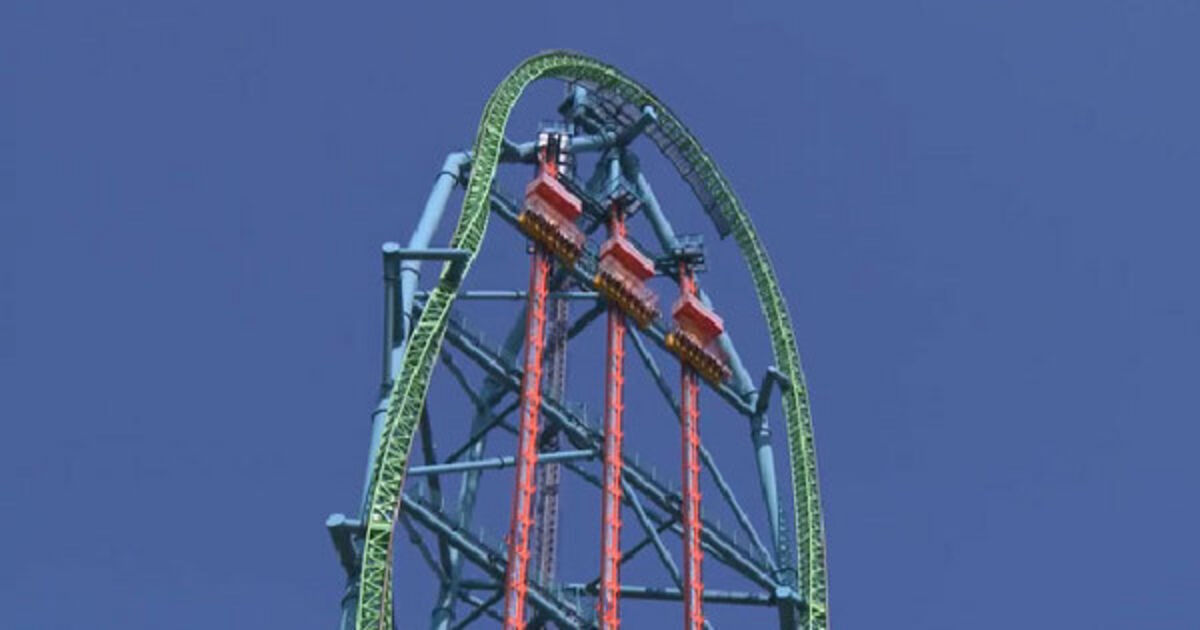Watch as people take on the tallest drop ride in the world