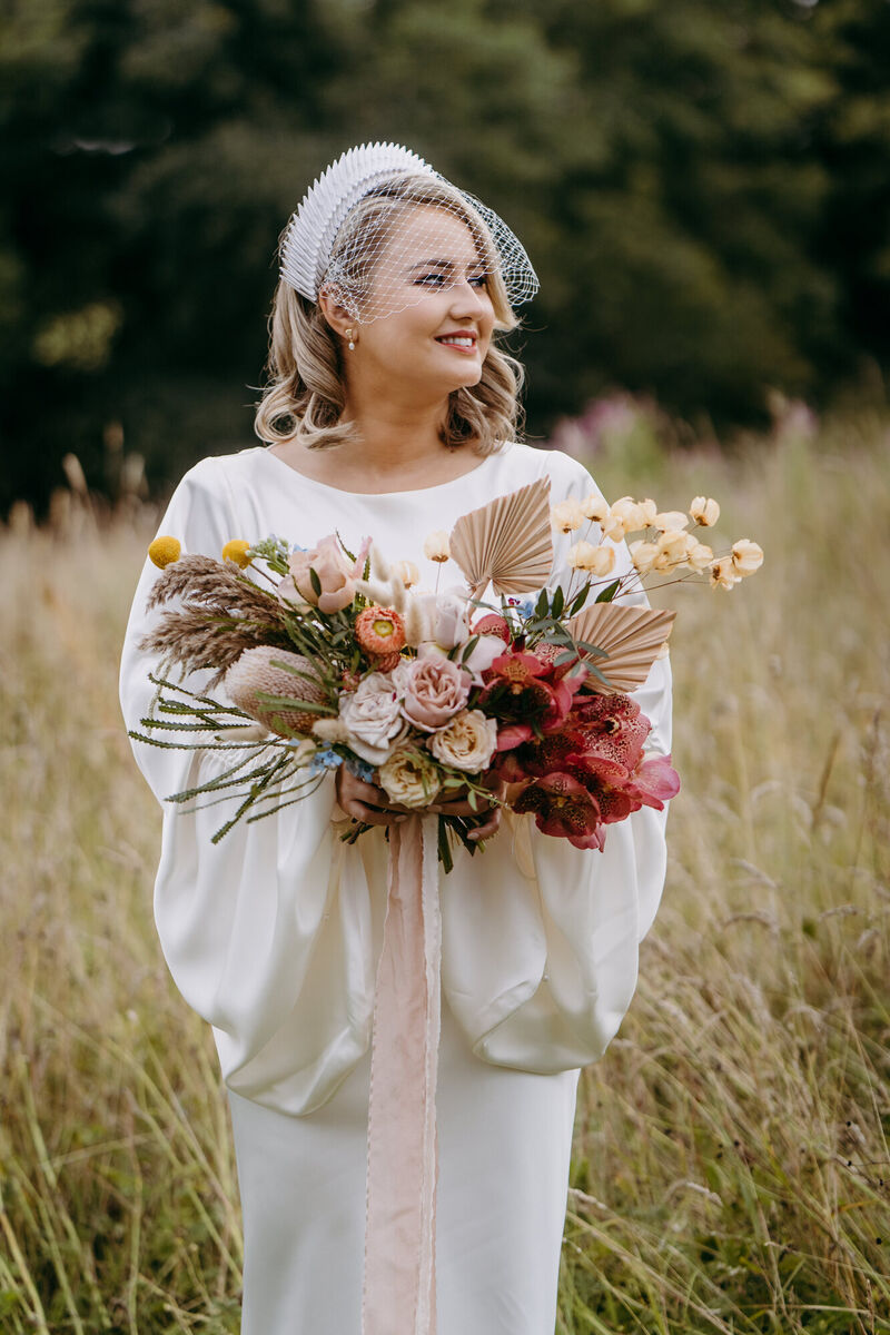 Racheal Evans wears a Davina Lynch headdress. Picture: Lynn Stanfield