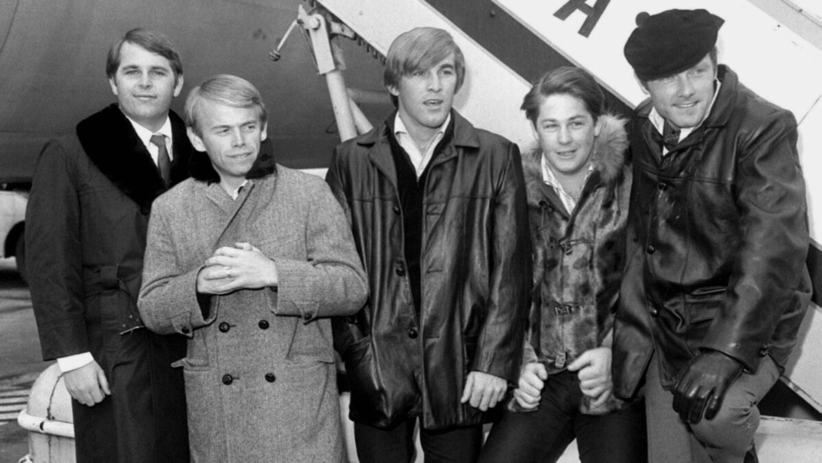 Brian Wilson on left and the other members of the Beach Boys in 1964.