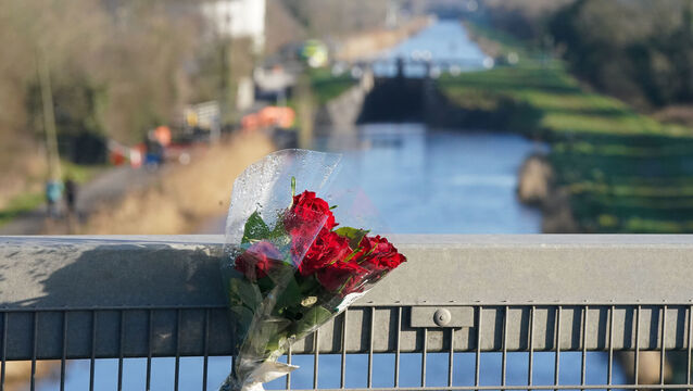 <p>Roses placed on the bridge across the Grand Canal in Tullamore, Co Offaly, where primary school teacher Ashling Murphy was found dead after going for a run last Wednesday afternoon. Picture: David Young/PA Wire</p>