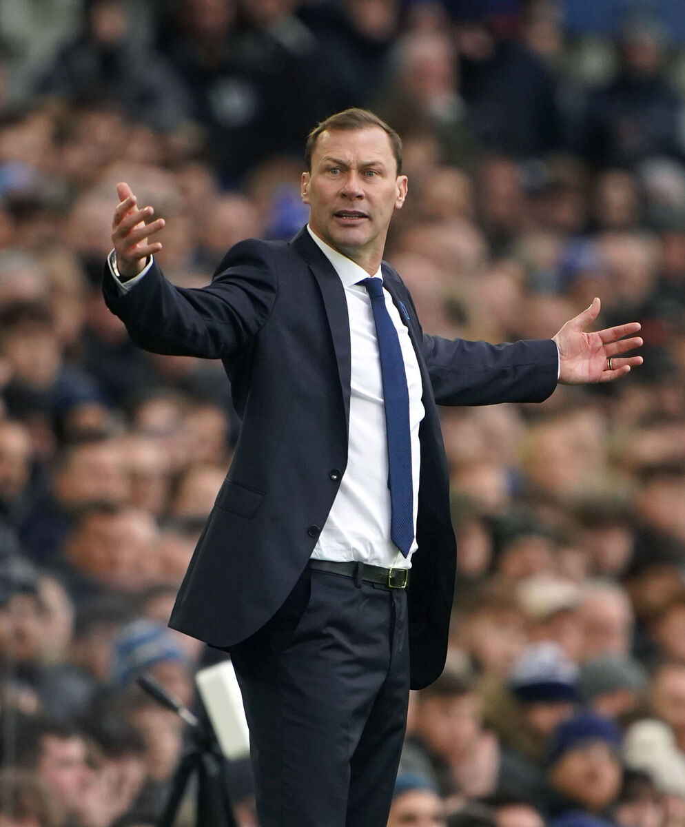 Everton interim manager Duncan Ferguson gestures on the touchline during the Premier League match at Goodison Park. Picture: Peter Byrne/PA Wire.
