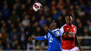 <p>Junior Quitirna of Waterford in action against James Abankwah of St Patrick's Athletic during an SSE Airtricity League Premier Division match last year. Picture: Eóin Noonan/Sportsfile</p>