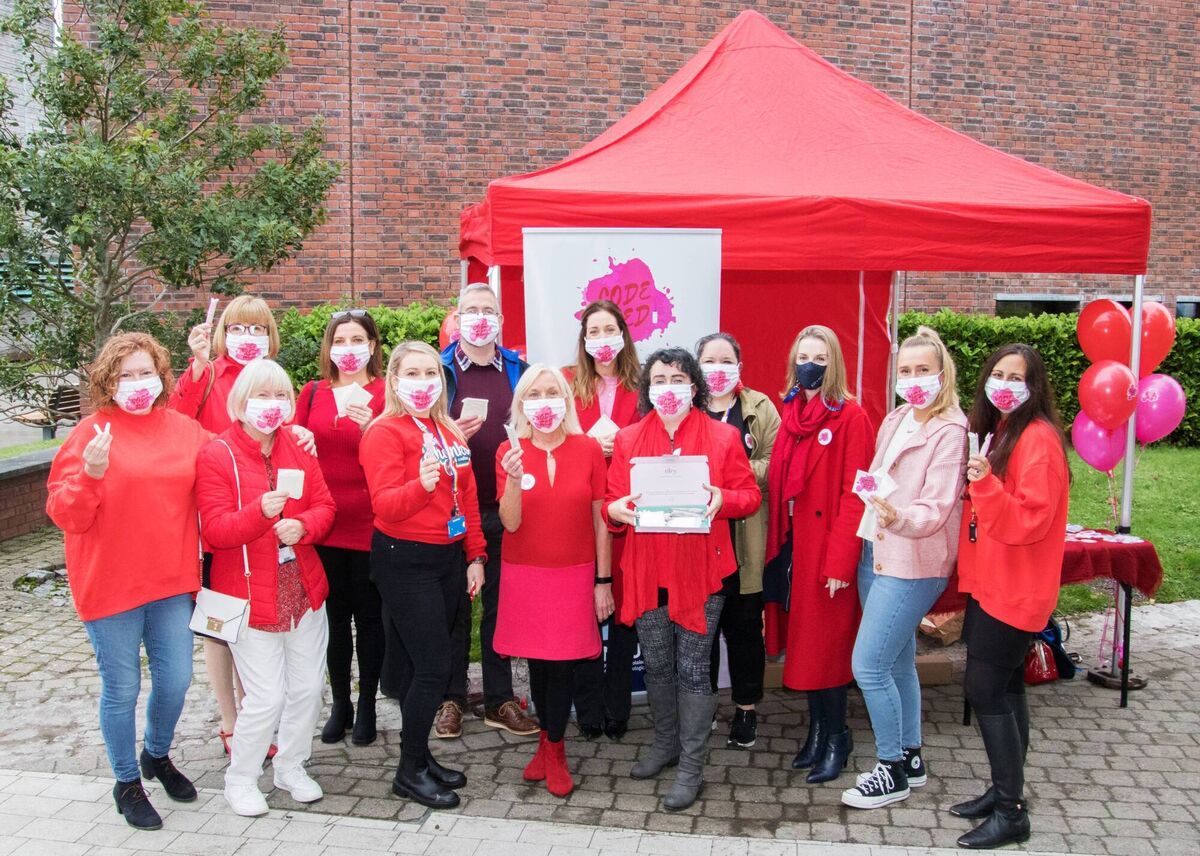 Supporters of MTU’s innovative project Code Red, which aims to stamp out period poverty on campus with free organic cotton-based sanitary products in 60 dispensers across all MTU campuses in Cork and Kerry.