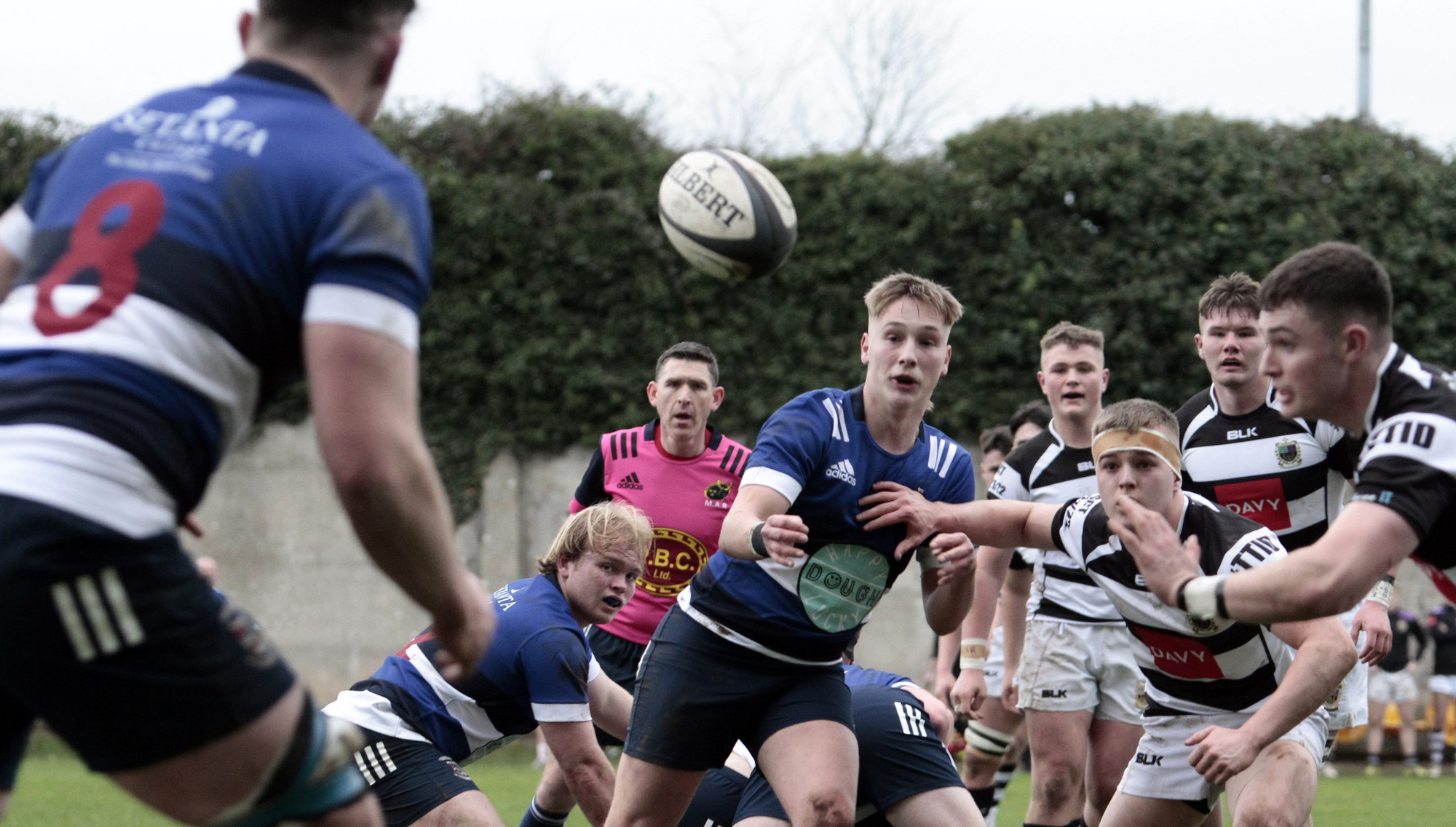 Ruadhan Quinn, pasting the ball to Joe McInerney, Crescent Comprehensive in their Munster Senior Cup match against PBC in Thomond Park. Picture: Brendan Gleeson