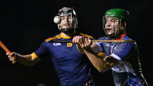 <p>Tom Barron of WIT in action against Seán Currie of DCU Dóchas Éireann. Picture: Piaras Ó Mídheach/Sportsfile</p>