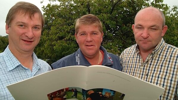 John Kelly (left) and Frank McCarthy (right) of Kelcar Properties with course co-designer, golfer John Daly, at Blarney Park Hotel on July 20, 2004. Picture: Larry Cummins. John Kelly (left) and Frank McCarthy (right) of Kelcar Properties with course co-designer, golfer John Daly, at Blarney Park Hotel on July 20, 2004. Picture: Larry Cummins.