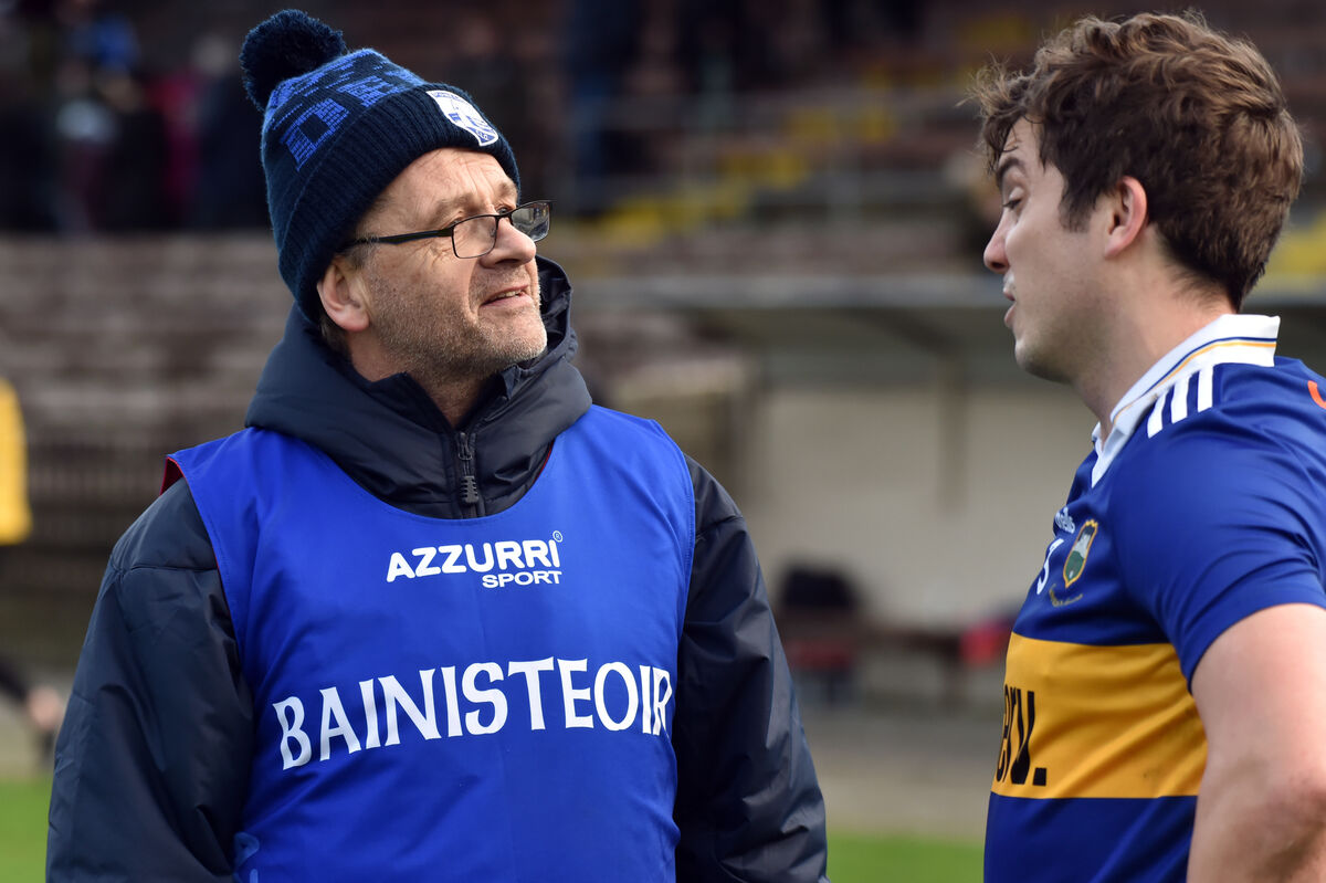 Waterford manager Ephie Fitzgerald chatting with Tipperary's Robbie Kiely after the game. Picture: Eddie O'Hare