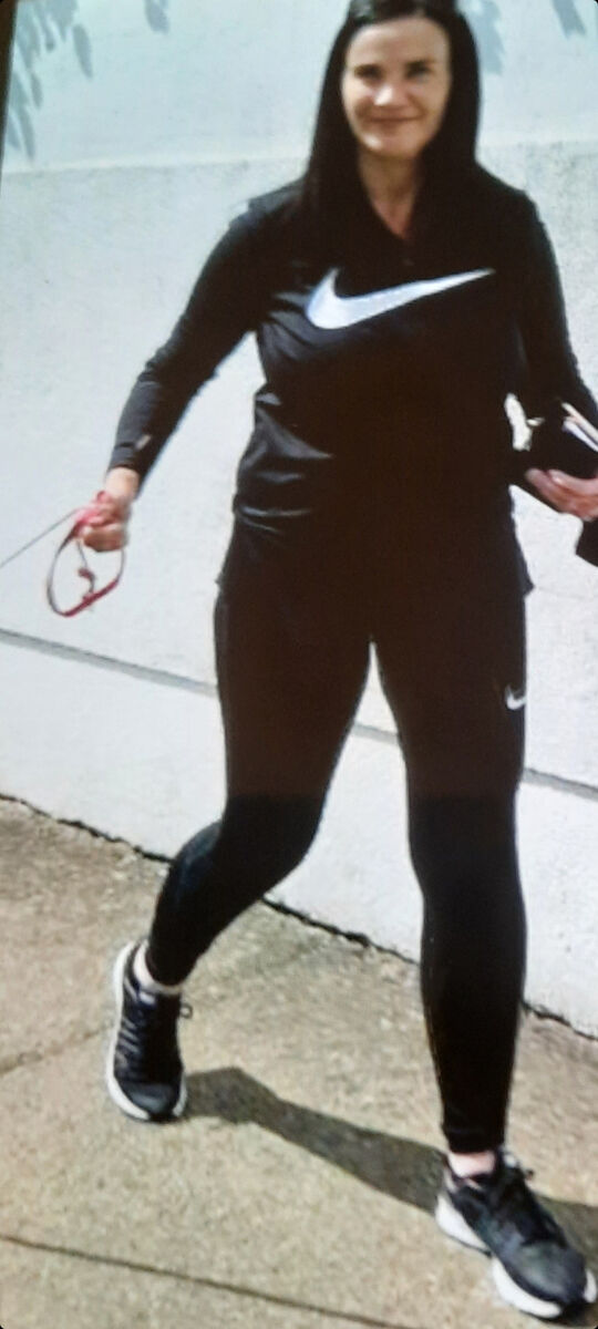 Bernadette Connolly was wearing a black Nike training top, black Nike leggings, and black trainers with a white sole and a black woolly hat with black bobble when she went missing last Friday. Picture: An Garda Síochána/PA Bernadette Connolly was wearing a black Nike training top, black Nike leggings, and black trainers with a white sole and a black woolly hat with black bobble when she went missing last Friday. Picture: An Garda Síochána/PA