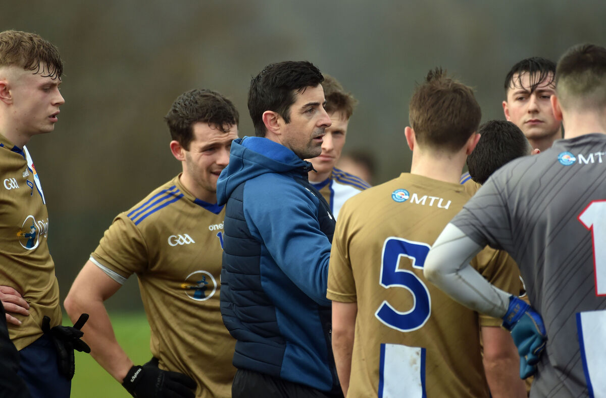MTU (Kerry) manager Aidan O'Mahony talk to the players. Picture: Eddie O'Hare