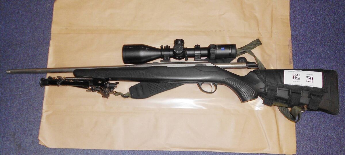 The high-velocity rifle used by Stephen Dowling in Glenties. Picture: NW Newspix