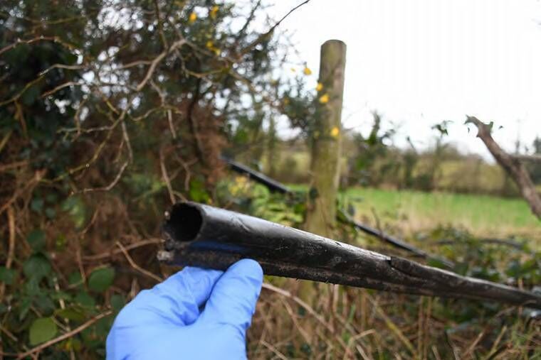 The black castings are usually dumped in a secluded area, near where the theft of the copper occurs. Picture: Garda Info The black castings are usually dumped in a secluded area, near where the theft of the copper occurs. Picture: Garda Info