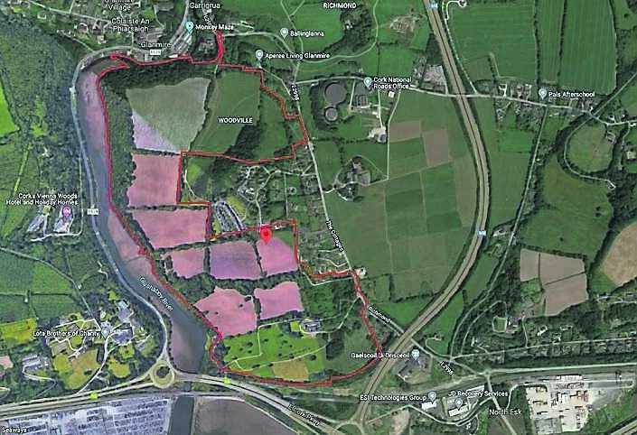 Aerial view of the lands in Dunkettle where the O’Flynn Group is hoping to deliver in the region of 800 new homes. Aerial view of the lands in Dunkettle where the O’Flynn Group is hoping to deliver in the region of 800 new homes.