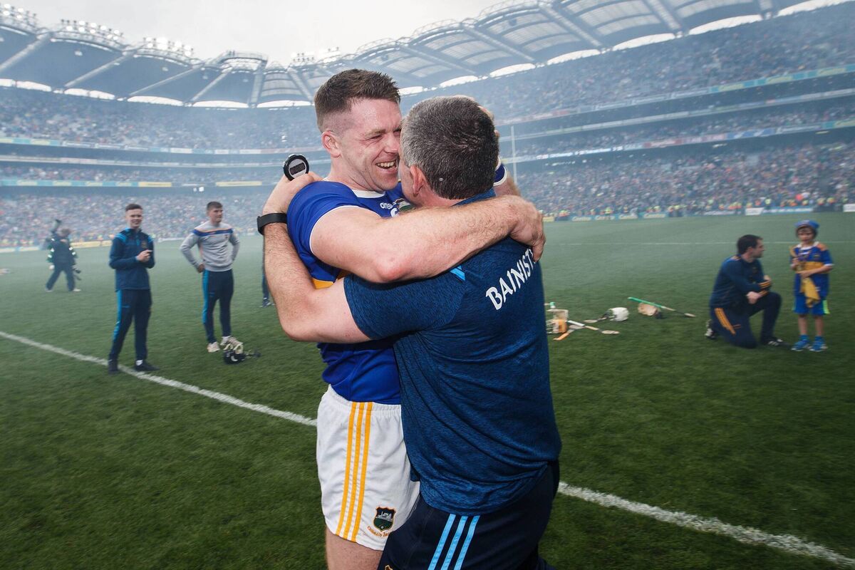 Tipperary manager Liam Sheedy celebrates after the 2019 All-Ireland final with Padraic Maher. Picture: INPHO/Tommy Dickson