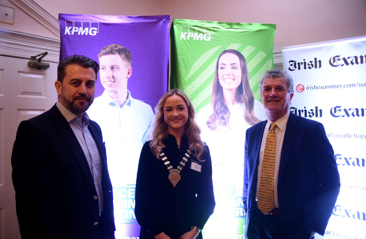 (Left to right) Conor Mowlds, Chief Commercial Officer, Port of Cork; Amy Ryan, Auditor, UCC Commerce Society and Prof John O'Halloran, President, University College Cork at today's conference. Photo: Larry Cummins (Left to right) Conor Mowlds, Chief Commercial Officer, Port of Cork; Amy Ryan, Auditor, UCC Commerce Society and Prof John O'Halloran, President, University College Cork at today's conference. Photo: Larry Cummins
