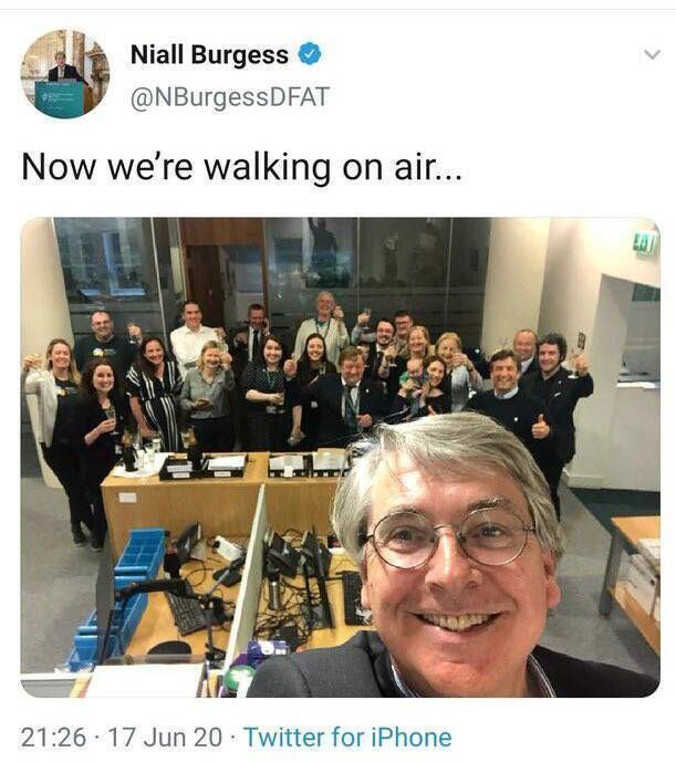 The tweet posted, and swiftly deleted, by Niall Burgess. The tweet posted, and swiftly deleted, by Niall Burgess.