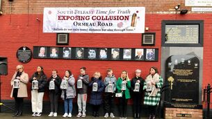 Relatives of the victims of the Ormeau Road bookies atrocity mark the 30th anniversary of the attack (David Young/PA)