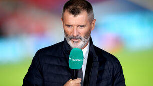 <p>Roy Keane was giving nothing away as he carried out his television duties. Picture: Nick Potts</p>