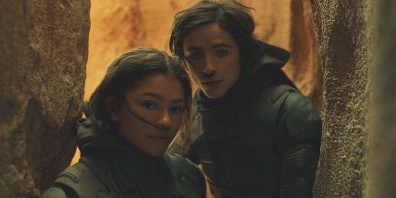 Zendaya and Timothée Chalamet in Dune. Zendaya and Timothée Chalamet in Dune.