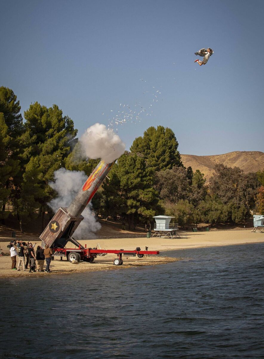 Pictured, in the air: Johnny Knoxville. Pictured, in the air: Johnny Knoxville.