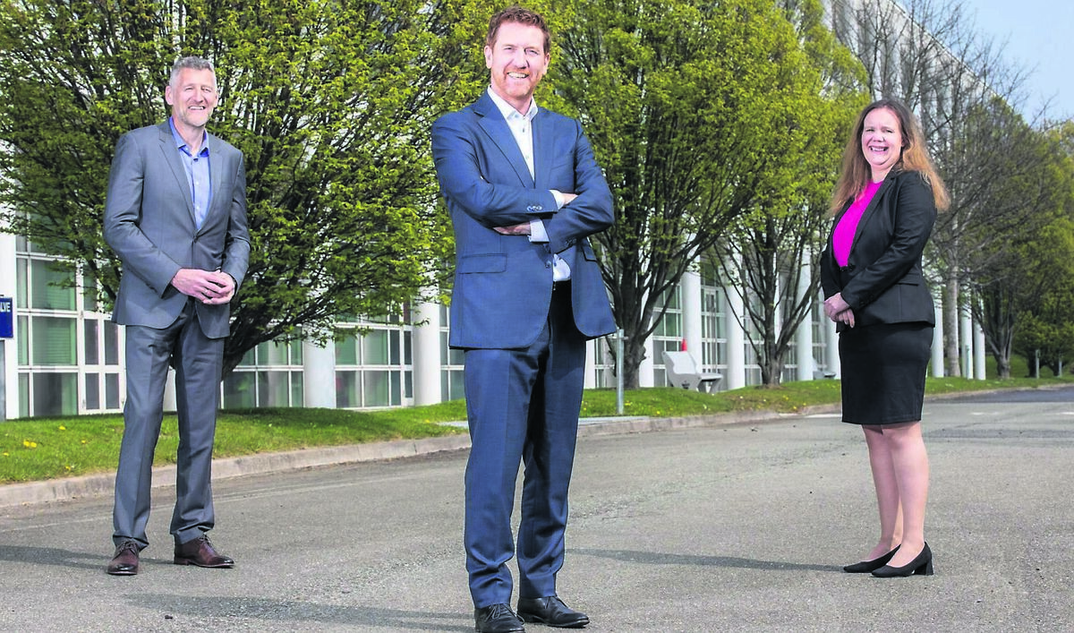 Jason Ward, managing director of Dell Technologies Ireland; Martin Wells, MD of eir Business; and Judith Hall, senior product manager, eir Business. Dell Technologies has worked with eir Business to launch Software-Defined Wide Area Networking (SD WAN), a new networking solution to help Irish organisations unlock the potential of a hybrid workforce and move their businesses to the Cloud.