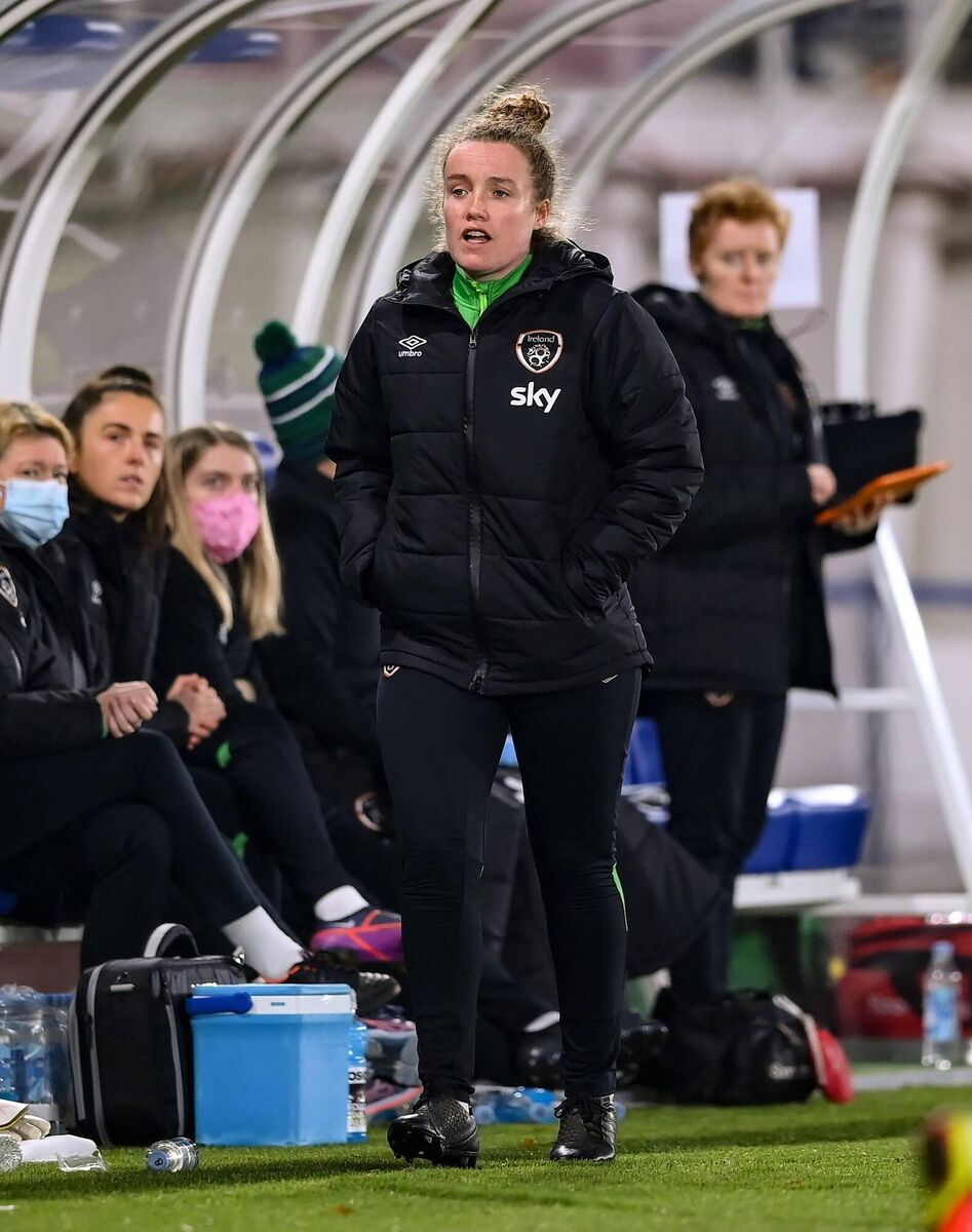 Kate Keaney in her role as Republic of Ireland sports scientist during aFIFA Women's World Cup 2023 qualifier last year. Picture: Stephen McCarthy/Sportsfile