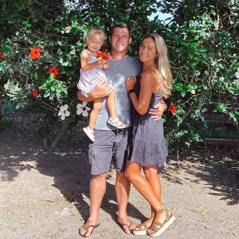 CJ Stander relaxing with his wife Jean-Marie and daughter Everli