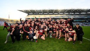 <p>Ballygunner celebrate with the Tommy Moore Cup after the AIB GAA Hurling All-Ireland SHC Club final win over Kilkenny’s Ballyhale Shamrock at Croke Park. <span class="contextmenu emphasis CaptionCredit">Picture: Stephen McCarthy/Sportsfile</span>
            </p>