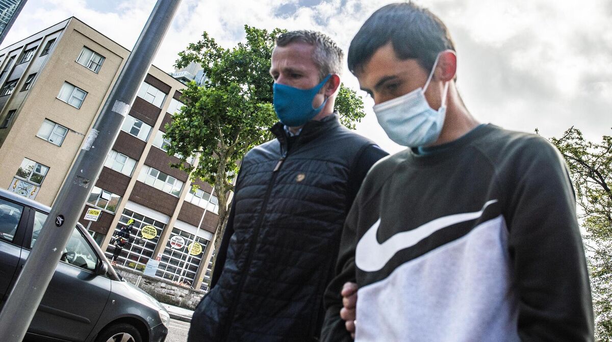 James Brady (right) told the court he had contacted gardaí about what happened after speaking to his drug addiction sponsor and his father. Photo: Michael Mac Sweeney/Cork Courts James Brady (right) told the court he had contacted gardaí about what happened after speaking to his drug addiction sponsor and his father. Photo: Michael Mac Sweeney/Cork Courts