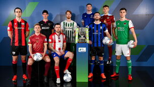 <p>SSE Airtricity League First Division players, from left, Sam Verdon of Longford Town, Conor McCormack of Galway United, Joe Manley of Wexford FC, Jack Brady of Treaty United, Hugh Douglas of Bray Wanderers, Eddie Nolan of Waterford, Derek Daly of Athlone Town, Beineon Whitmarsh O'Brien of Cobh Ramblers and Cian Coleman of Cork City at the launch of the competition. Picture: Stephen McCarthy/Sportsfile</p>