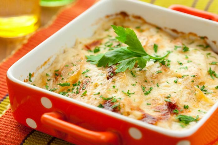 Rory O’Connell’s Gratin of Swede Turnips, Potatoes, Thyme Leaves and Bacon Gratin