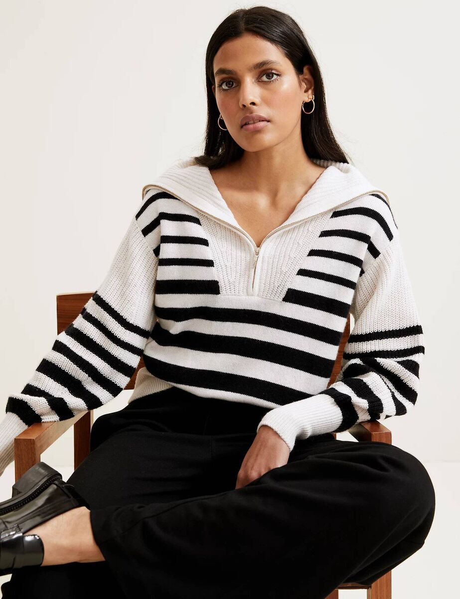 Autograph striped zip up jumper with wool, M&amp;S, €95