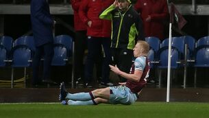 <p>Burnley's Ben Mee celebrates scoring at Turf Moor. Picture: Ian Hodgson/PA Wire</p>