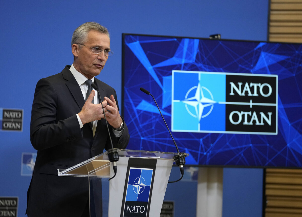 NATO Secretary-General Jens Stoltenberg speaking during a media conference at NATO headquarters in Brussels today. Picture: AP Photo/Virginia Mayo