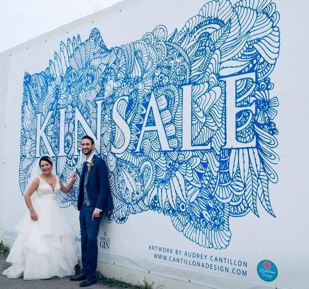Elaine Fuller and Eric Scannell at Audrey Cantillon's Kinsale mural.  Picture: Sean Jefferies